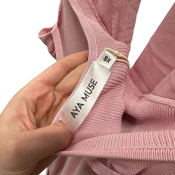 New Aya Muse Edo Halterneck Draped Maxi Dress XS Light Pink - Picture 7 of 9